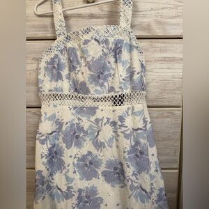 Lulus Floral Dress in Blue and White
